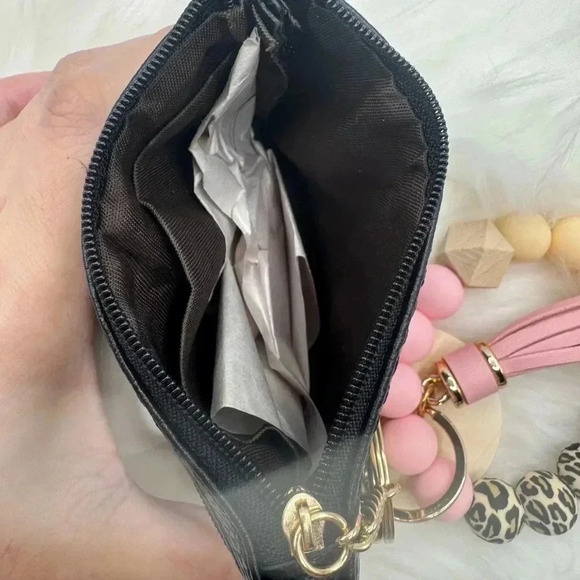 Carmella Black Wristlet Wallet with Mom Keychain tassel - Picture 4 of 6